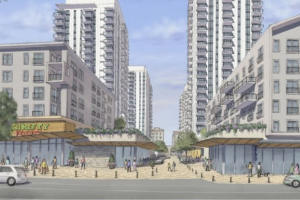 Rendering of proposed development and Tsawwassen Town Centre